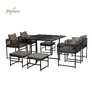 Chaises en corde et sets de table en rotin tressé quatre...