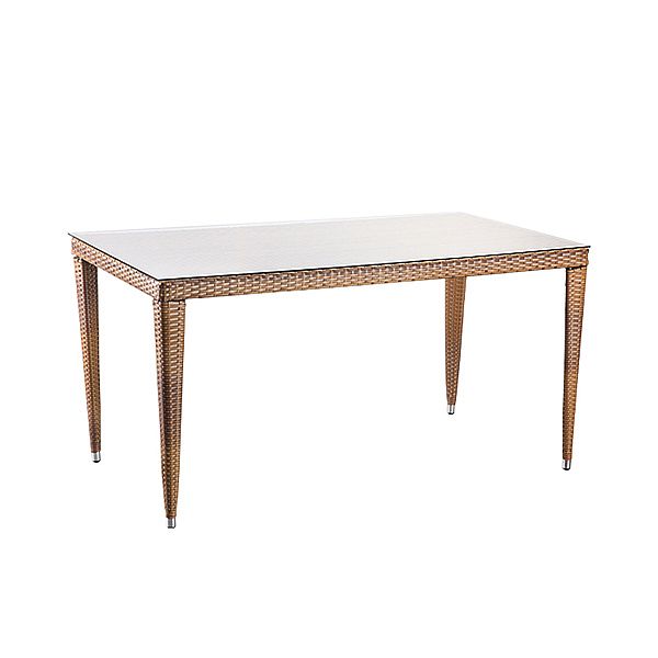 Ensemble table et chaises de salle à manger 6 pièces en rotin de jardin - 10D01H