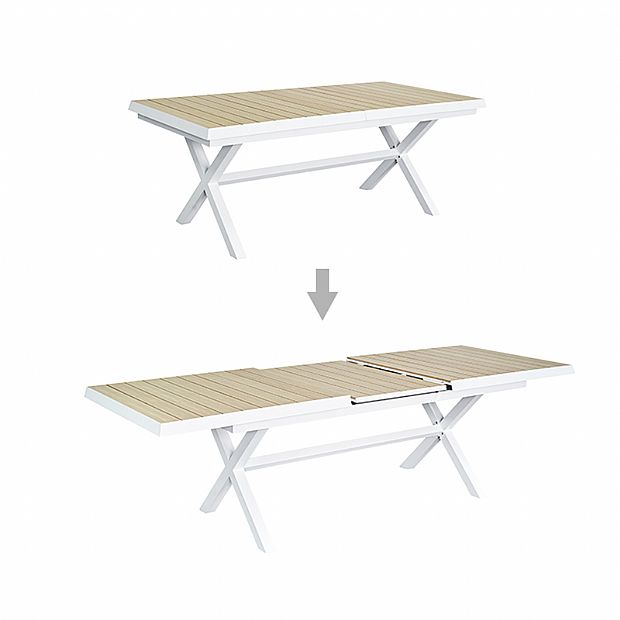 Table de salle à manger extensible en aluminium pour jardin et terrasse - 11D04Z