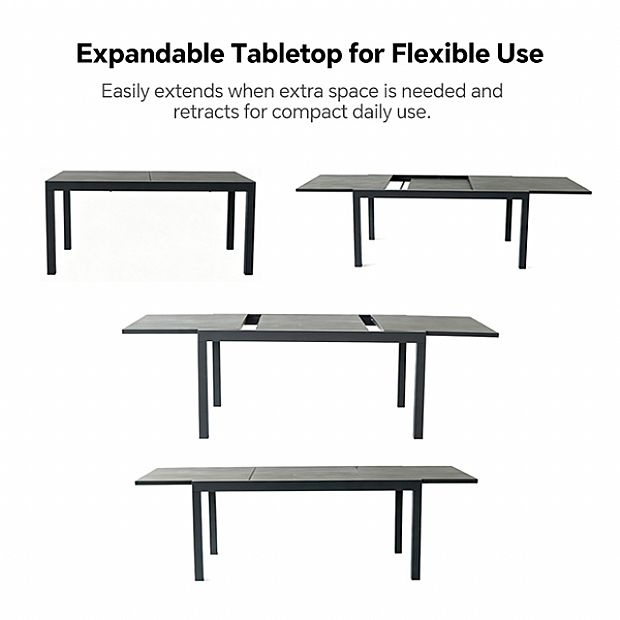 Table de Repas Extensible en Aluminium pour Terrasse avec Plateau en DPC en Gros - 11D07H