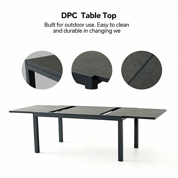 Table de Repas Extensible en Aluminium pour Terrasse avec Plateau en DPC en Gros - 11D07H