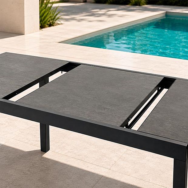 Table de Repas Extensible en Aluminium pour Terrasse avec Plateau en DPC en Gros - 11D07H