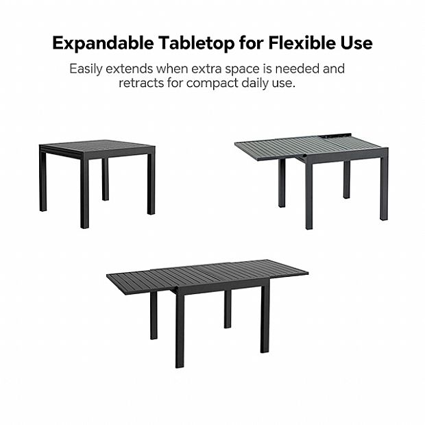 HF Patios Table à Manger Extensible en Aluminium pour Extérieur en Gros pour Mobilier de Terrasse et de Jardin - 11D08A