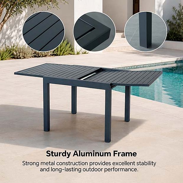 HF Patios Table à Manger Extensible en Aluminium pour Extérieur en Gros pour Mobilier de Terrasse et de Jardin - 11D08A