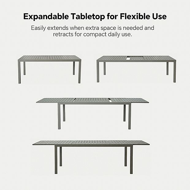 Table de Repas Extensible en Aluminium avec Plateau à Lattes pour Terrasse en Gros - 11D08B