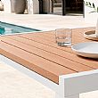 Table de Repas Extensible en Aluminium pour Terrasse en Gros avec Plateau à Lattes Aspect Bois - 11D08F