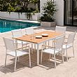 Table de Repas Extensible en Aluminium pour Terrasse en Gros avec Plateau à Lattes Aspect Bois - 11D08F