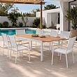 Table de Repas Extensible en Aluminium pour Terrasse en Gros avec Plateau à Lattes Aspect Bois - 11D08F