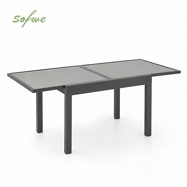 HF Patios Table à Manger Extensible pour Extérieur avec Plateau en Verre Trempé de 5 mm Sérigraphié | Vente en Gros - 11D10A