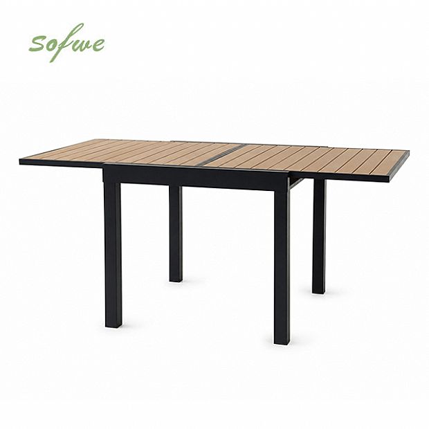 HF Patios Table à Manger Extensible pour Extérieur avec Structure en Aluminium et Plateau à Lames en WPC | Vente en Gros - 11D10H