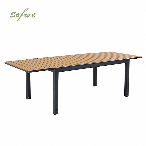 Table de Repas Extensible en WPC pour Terrasse avec Structure en Aluminium Thermolaqué en Gros - 11D10J