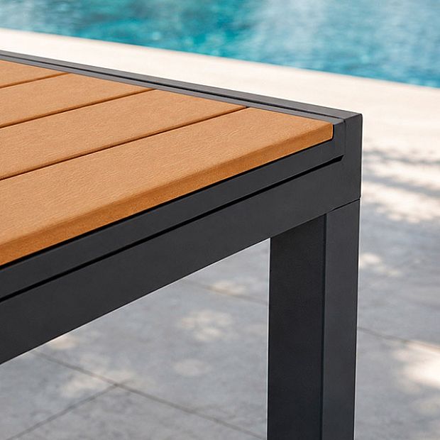 Table de Repas Extensible en WPC pour Terrasse avec Structure en Aluminium Thermolaqué en Gros - 11D10J