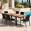Table de Repas Extensible en WPC pour Terrasse avec Structure en Aluminium Thermolaqué en Gros - 11D10J
