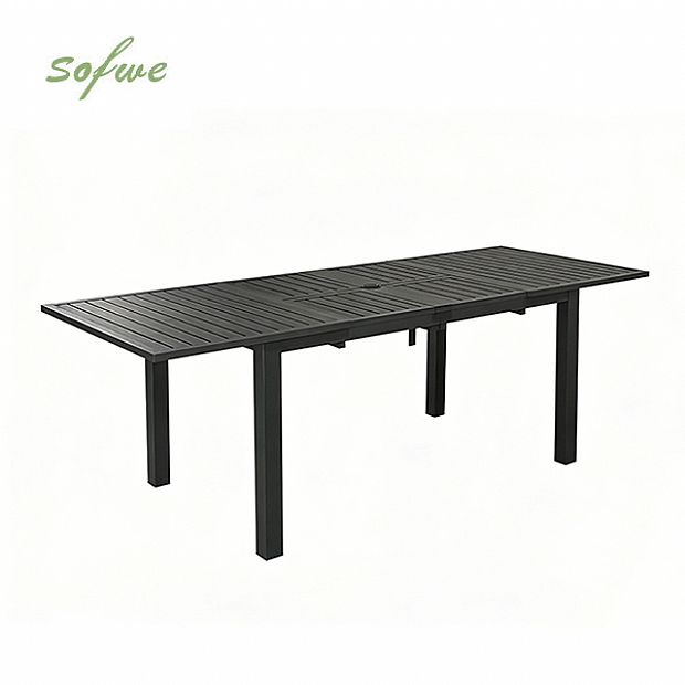 Table de jardin extensible à plateau papillon en aluminium avec trou pour parasol - 11D26B