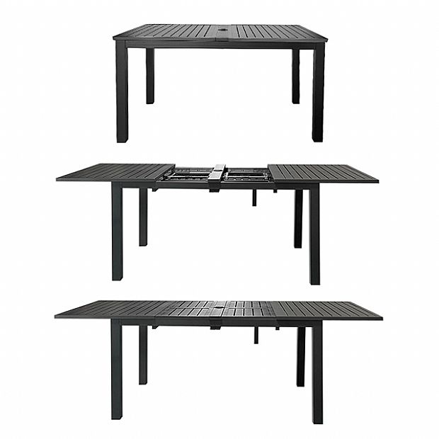 Table de jardin extensible à plateau papillon en aluminium avec trou pour parasol - 11D26B