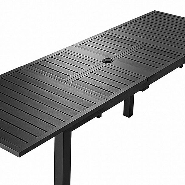 Table de jardin extensible à plateau papillon en aluminium avec trou pour parasol - 11D26B