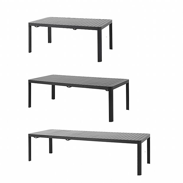Table de jardin rectangulaire en aluminium extensible à plateau à lattes, pour l'extérieur, en gros - 11D26C