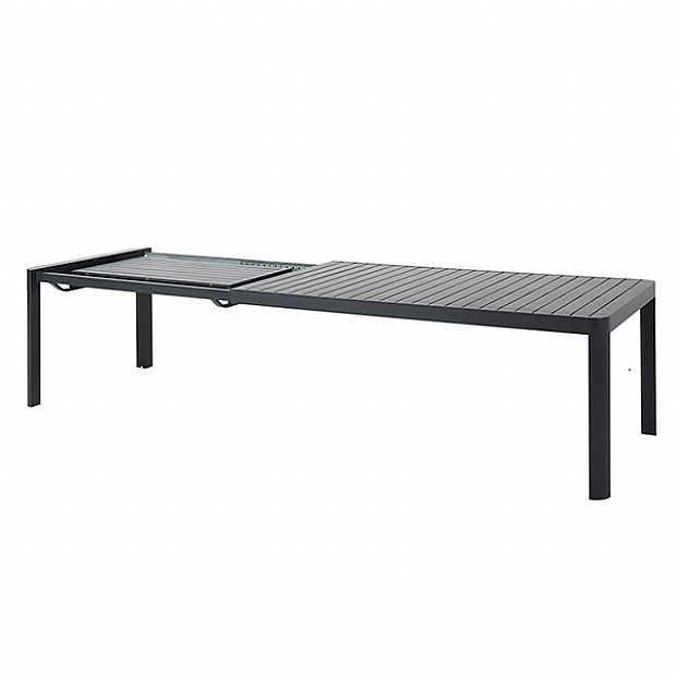Table de jardin rectangulaire en aluminium extensible à plateau à lattes, pour l'extérieur, en gros - 11D26C
