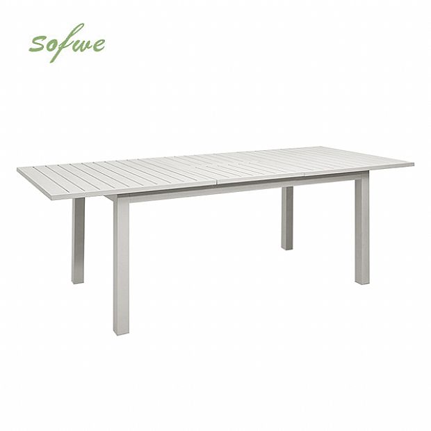 Table de salle à manger extensible en aluminium blanc pour 6-8 personnes - 11D26D