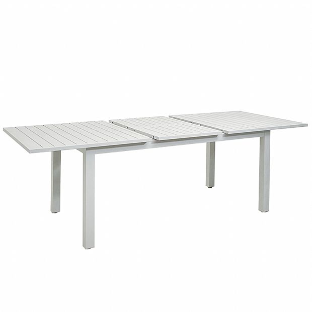 Table de salle à manger extensible en aluminium blanc pour 6-8 personnes - 11D26D