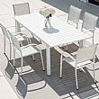 Table de salle à manger extensible en aluminium blanc pour 6-8 personnes - 11D26D