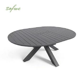 HF Patios Table Ronde Extensible en Aluminium pour Extérieur...