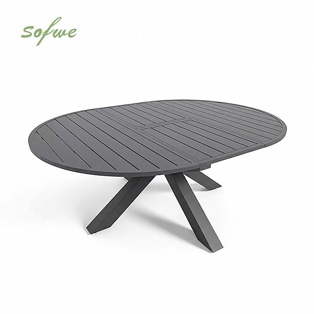 HF Patios Table Ronde Extensible en Aluminium pour Extérieur avec Rallonge Papillon | Vente en Gros - 11D26L
