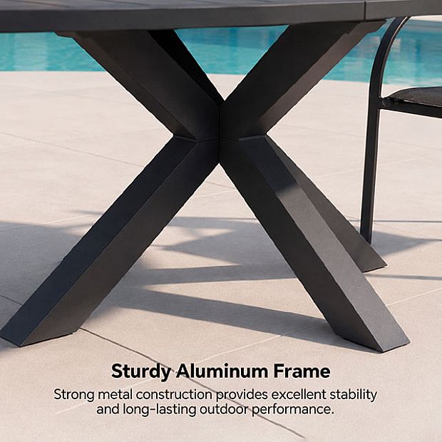 HF Patios Table Ronde Extensible en Aluminium pour Extérieur avec Rallonge Papillon | Vente en Gros - 11D26L