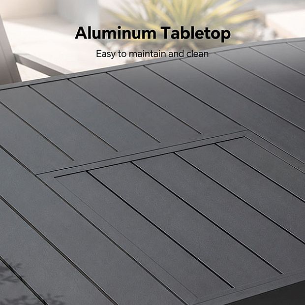 HF Patios Table Ronde Extensible en Aluminium pour Extérieur avec Rallonge Papillon | Vente en Gros - 11D26L
