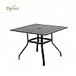 HF Patios Table Carrée de Repas d’Extérieur en Fer avec Trou pour Parasol et Plateau à Lames | Vente en Gros - 11C12N
