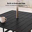 HF Patios Table Carrée de Repas d’Extérieur en Fer avec Trou pour Parasol et Plateau à Lames | Vente en Gros - 11C12N