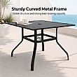 HF Patios Table Carrée de Repas d’Extérieur en Fer avec Trou pour Parasol et Plateau à Lames | Vente en Gros - 11C12N