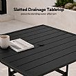 HF Patios Table Carrée de Repas d’Extérieur en Fer avec Trou pour Parasol et Plateau à Lames | Vente en Gros - 11C12N