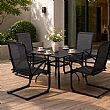 HF Patios Table Carrée de Repas d’Extérieur en Fer avec Trou pour Parasol et Plateau à Lames | Vente en Gros - 11C12N
