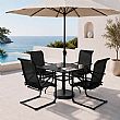 HF Patios Table Carrée de Repas d’Extérieur en Fer avec Trou pour Parasol et Plateau à Lames | Vente en Gros - 11C12N