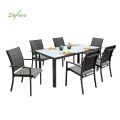 Ensemble de salle à manger d'extérieur 7 pièces en aluminium gris - 11D01A