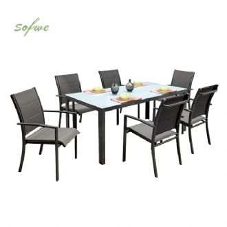 Ensemble de salle à manger d'extérieur 7 pièces en aluminium...