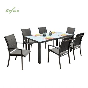 Ensemble de salle à manger d'extérieur 7 pièces en aluminium...