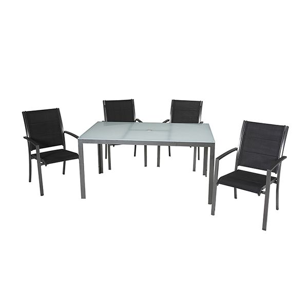 Ensemble de salle à manger d'extérieur 7 pièces en aluminium gris - 11D01A
