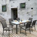 Ensemble de salle à manger d'extérieur 7 pièces en aluminium gris - 11D01A