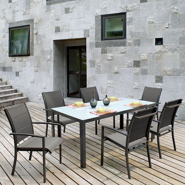 Ensemble de salle à manger d'extérieur 7 pièces en aluminium gris - 11D01A