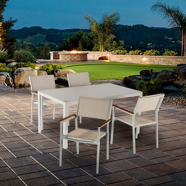 Ensemble table et chaises de salle à manger 5 pièces en textilène pour l'extérieur - 11D01C