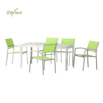 Ensemble de salle à manger d'extérieur 6 pièces en aluminium...