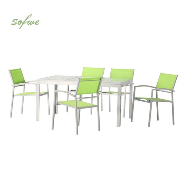 Ensemble de salle à manger d'extérieur 6 pièces en aluminium vert - 11D01D