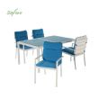 Ensemble de salle à manger d'extérieur 6 pièces en aluminium bleu - 11D01E