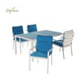 Ensemble de salle à manger d'extérieur 6 pièces en aluminium bleu - 11D01E