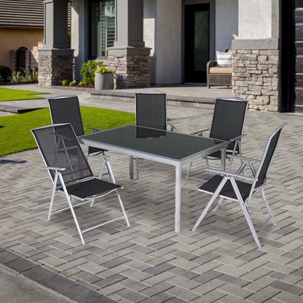 Table et chaises de jardin en aluminium toutes saisons - 11D01F