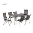 Ensemble de table à manger d'extérieur pour 6 personnes avec plateau en verre - 11D01G