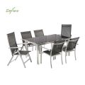 Ensemble de table à manger d'extérieur pour 6 personnes avec plateau en verre - 11D01G