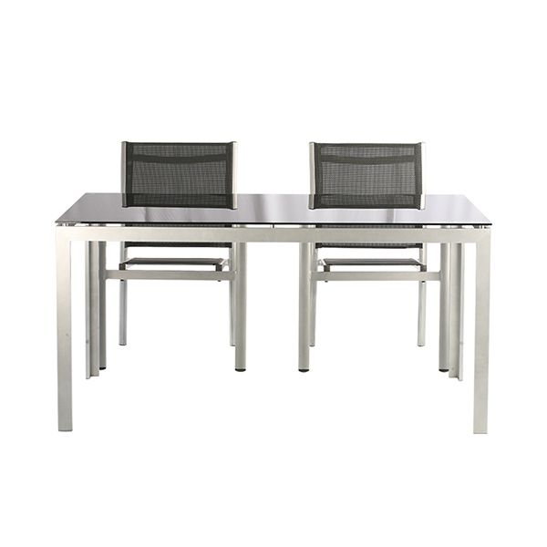Ensemble de table à manger d'extérieur pour 6 personnes avec plateau en verre - 11D01G